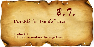 Bordás Terézia névjegykártya